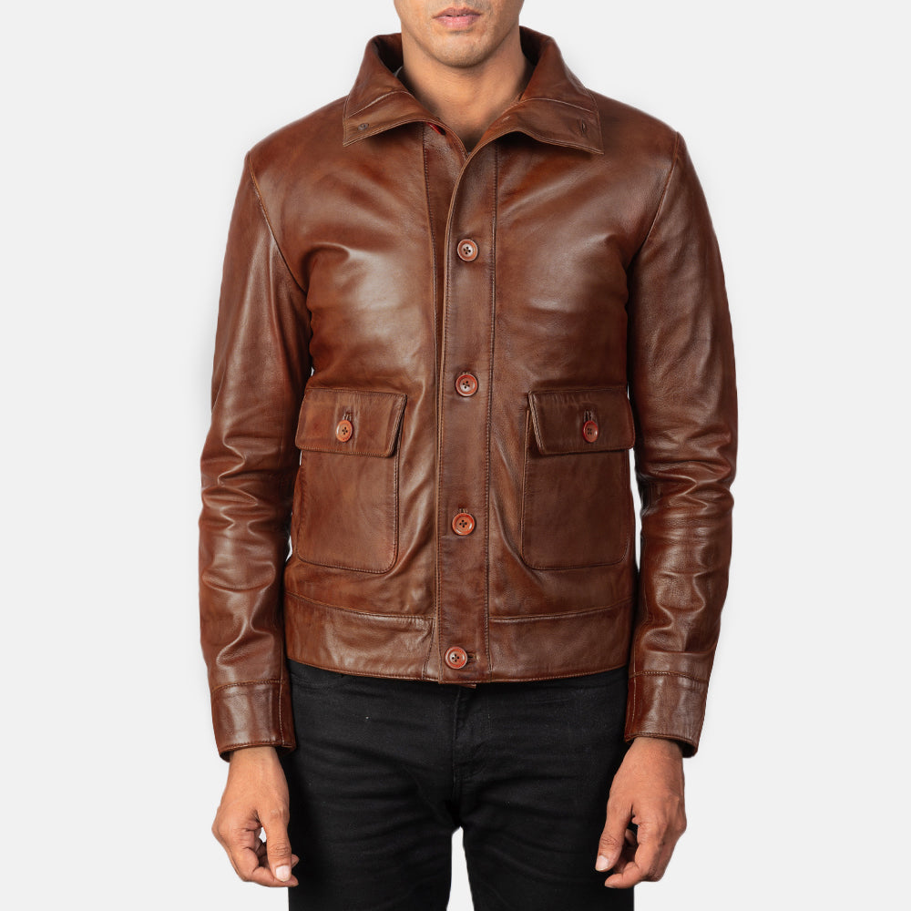 Men's Rugged Bomber Leather Jacket