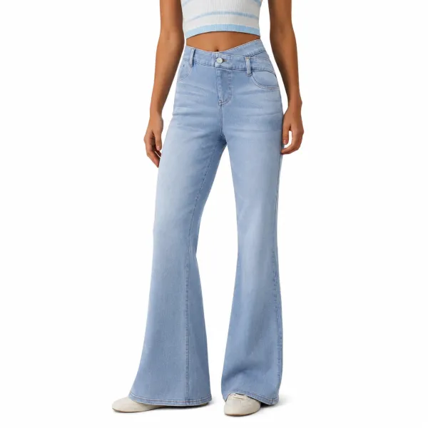 Straight Leg Flare Slim Fit Denim Jeans