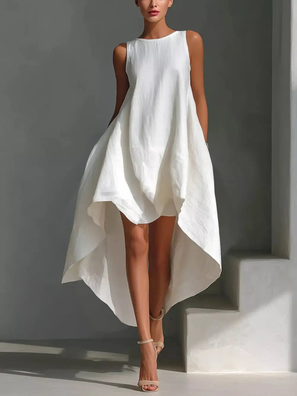 Round Neck Sleeveless Dress Casual