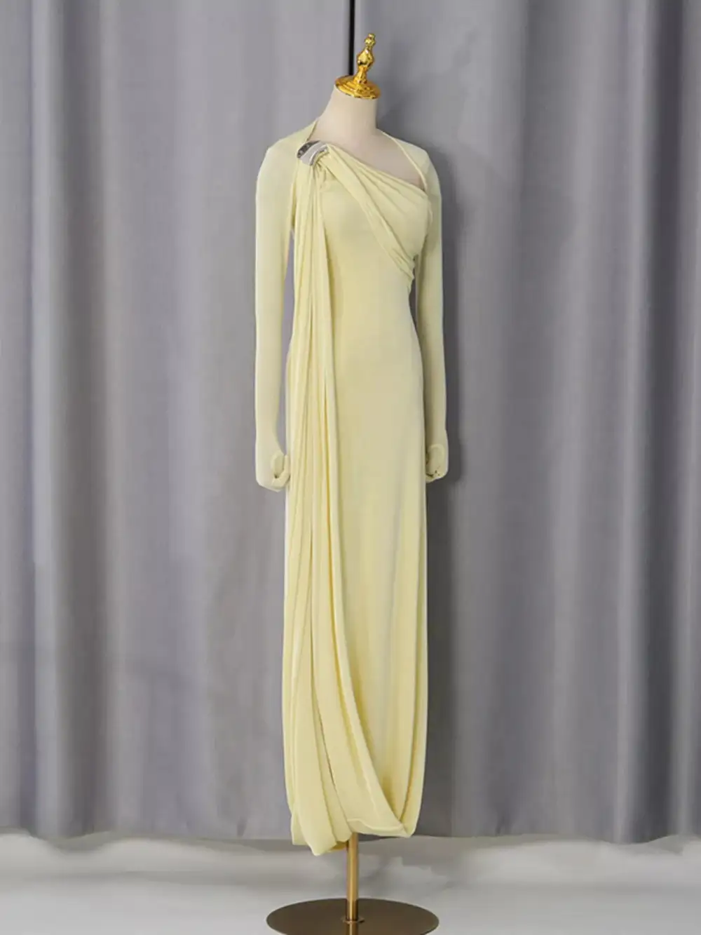 One Shoulder Draped Maxi Dress