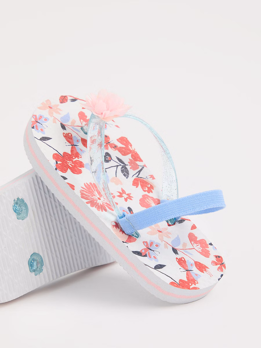 Floral Flip Flops with Backstrap detail 1