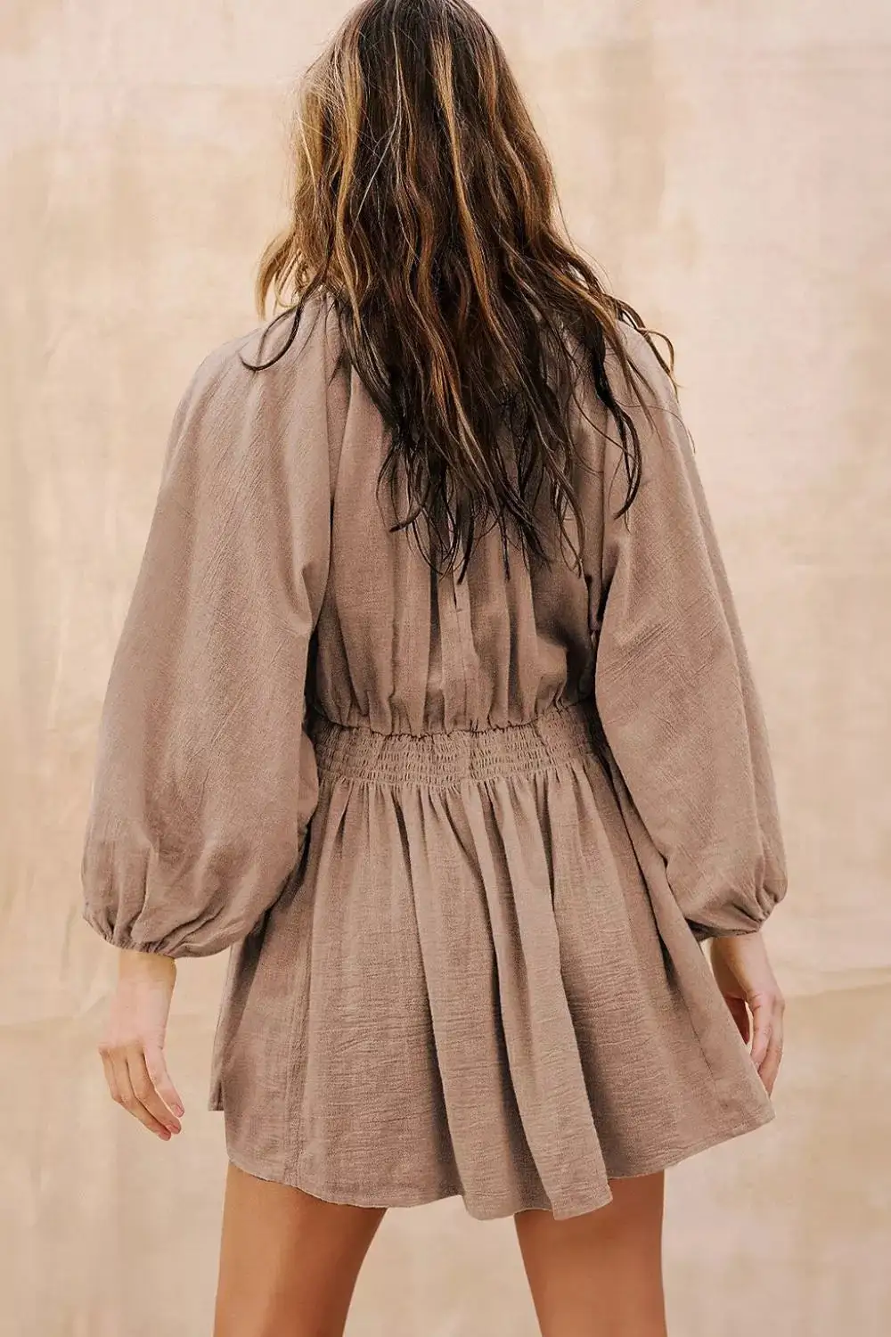 V Neck Smocked Dress Casual