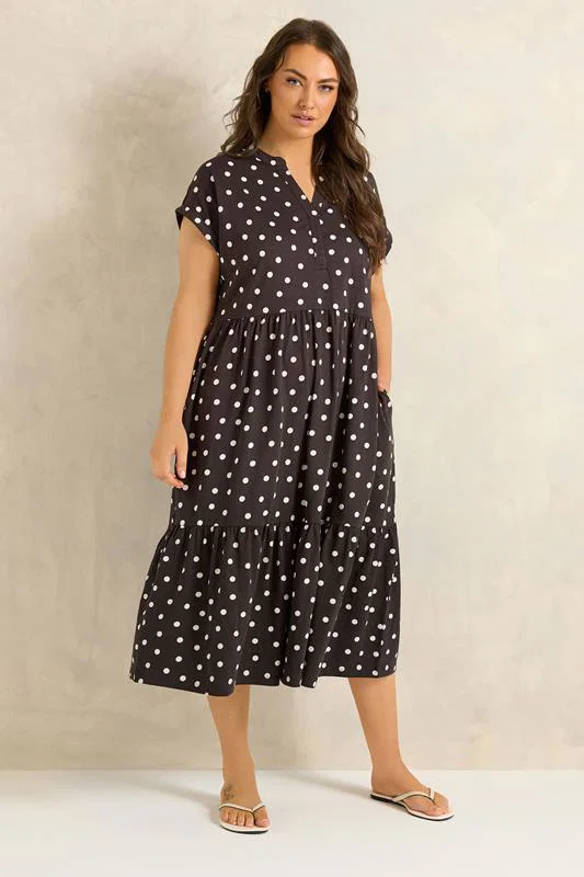 Chocolate Brown Cotton Spot Dress detail 1