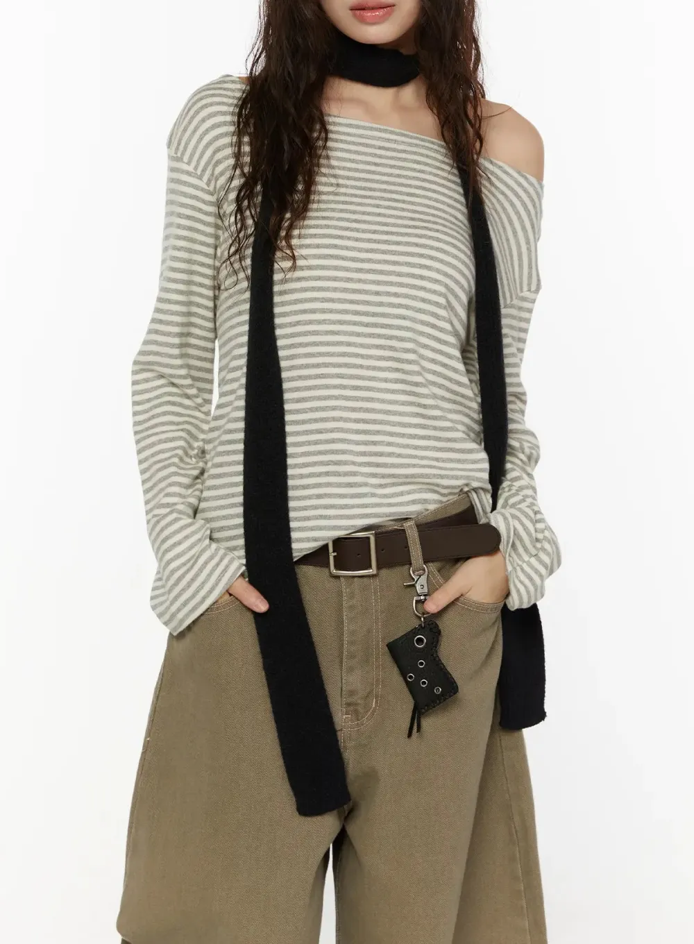 Striped Boat Neck Long Sleeve Top