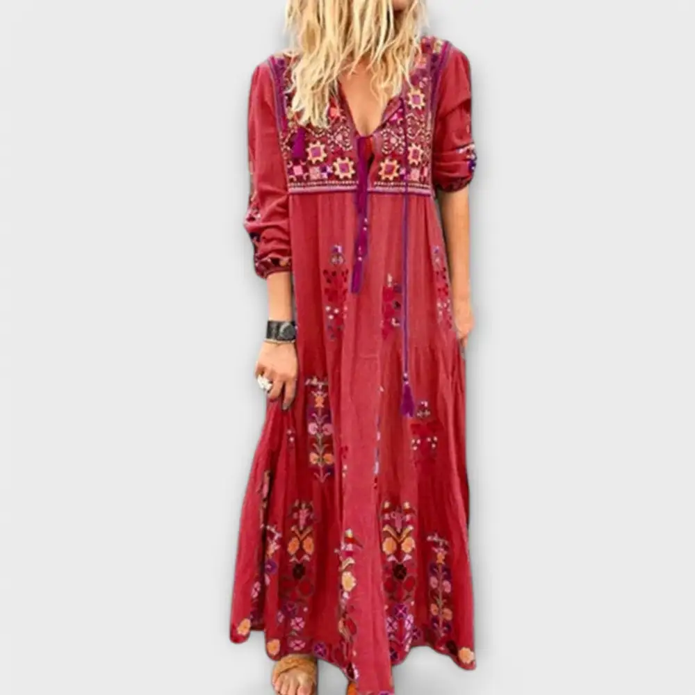Linen Boho Maxi Dress