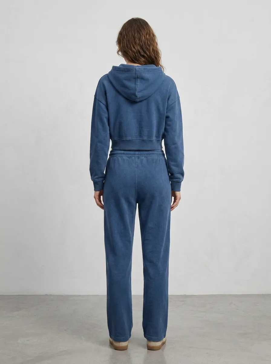 Studio Workout-Look Women's Cropped Zip-Up Hoodie Jogger Active Set