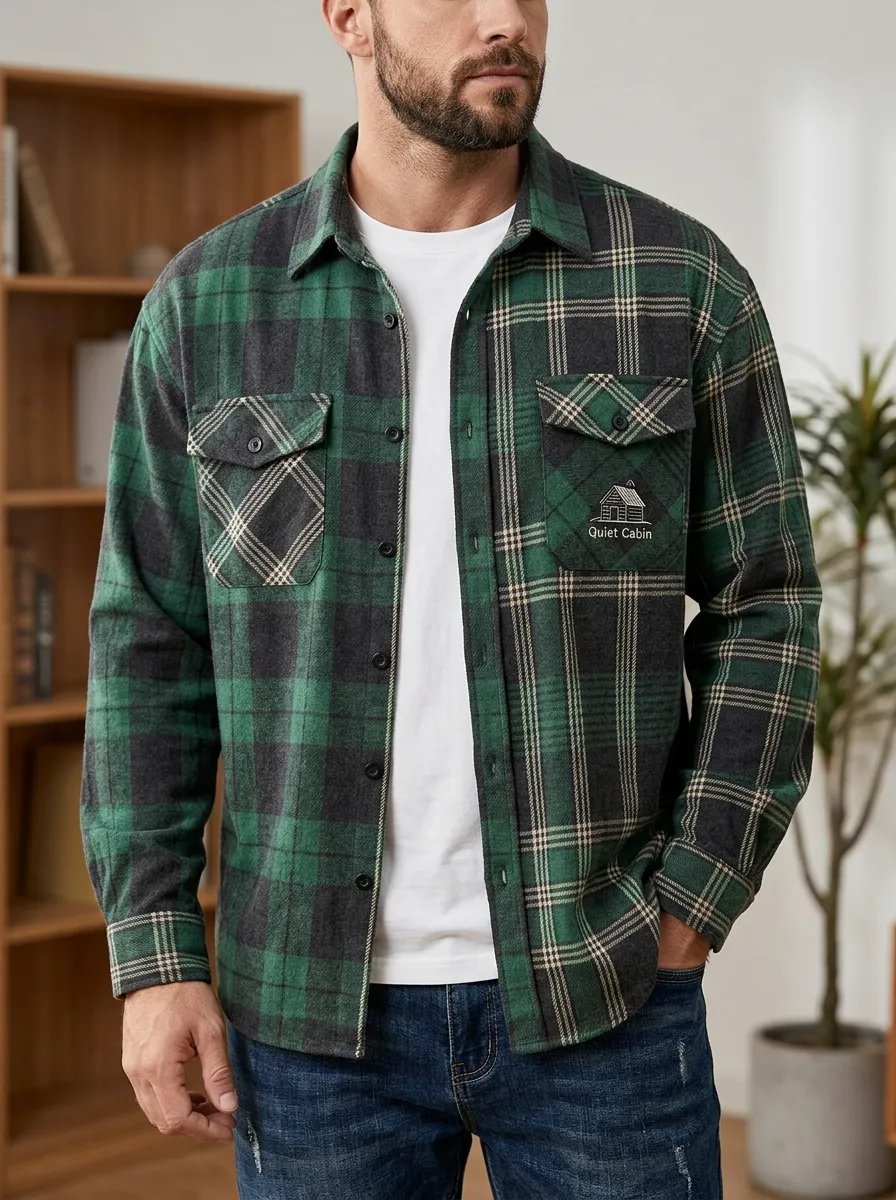 Twin Pocket Graphic Detail Plaid Shirt