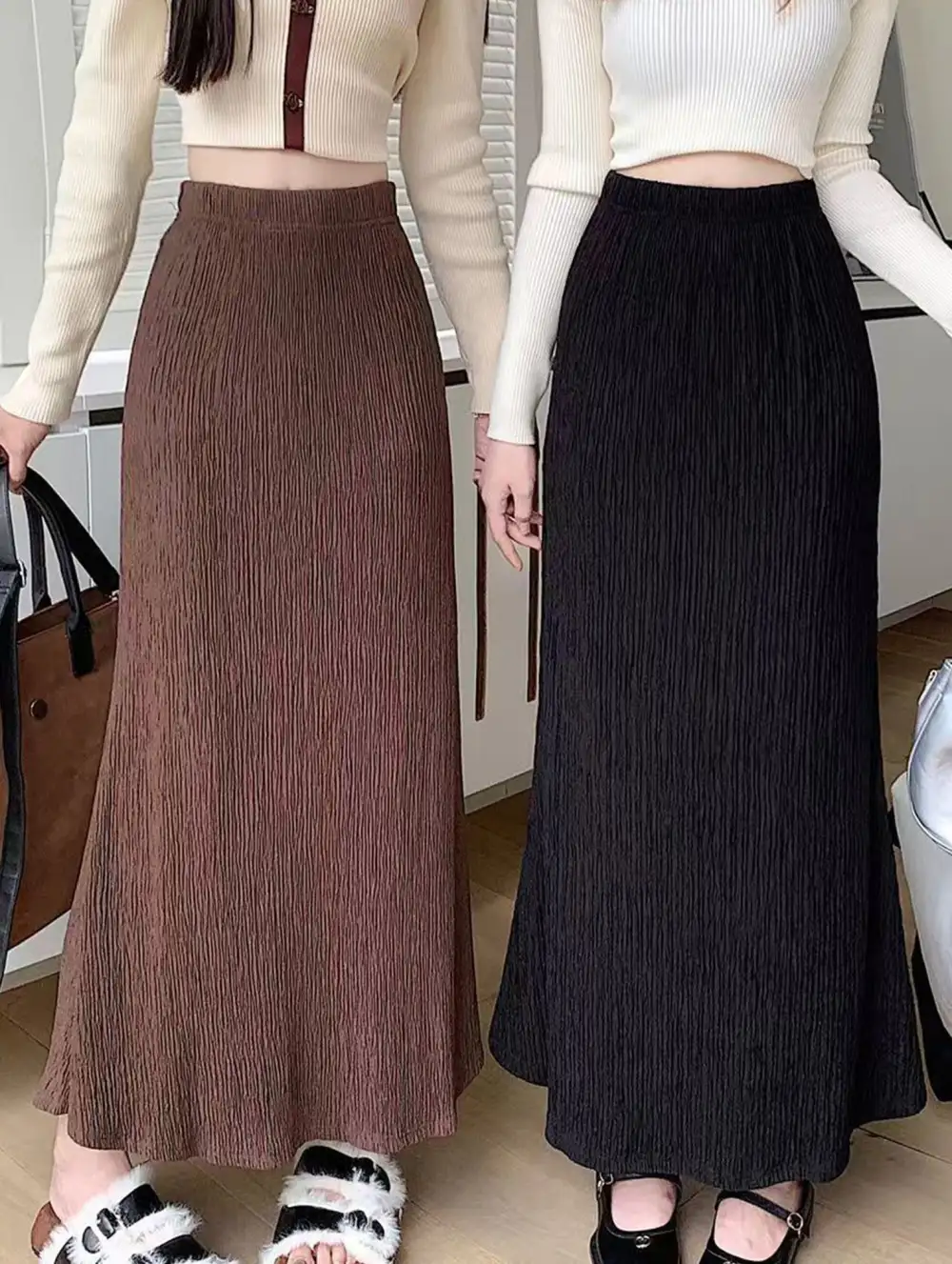 Ruched Mermaid Midi Skirt
