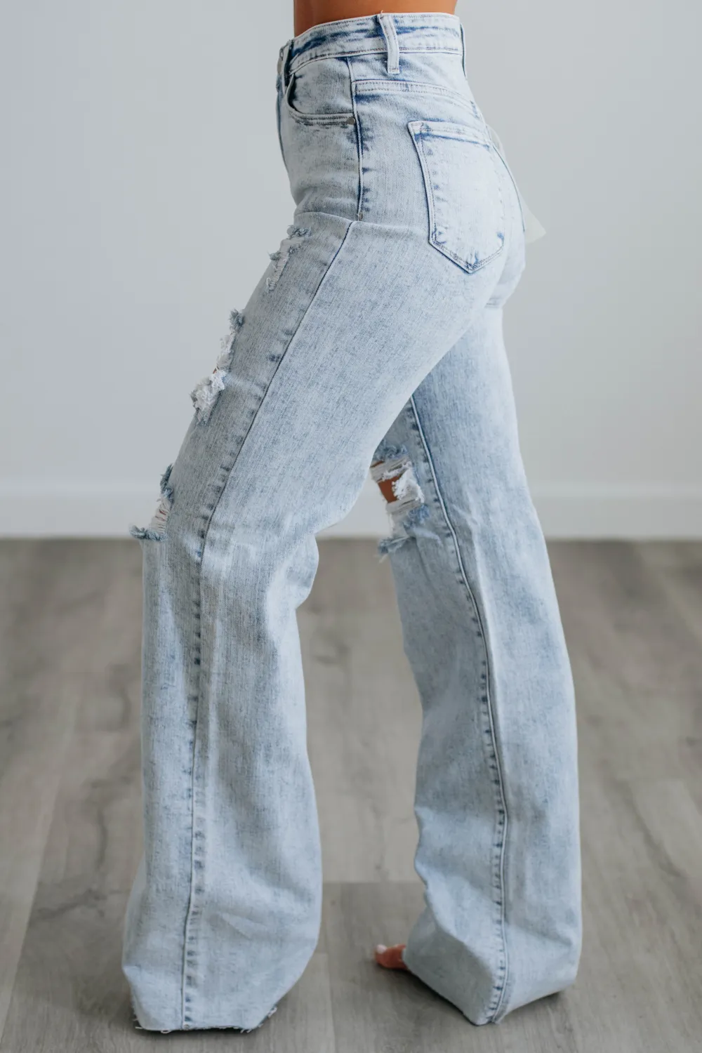 Women's High Rise Long Length Raw Hem Jeans