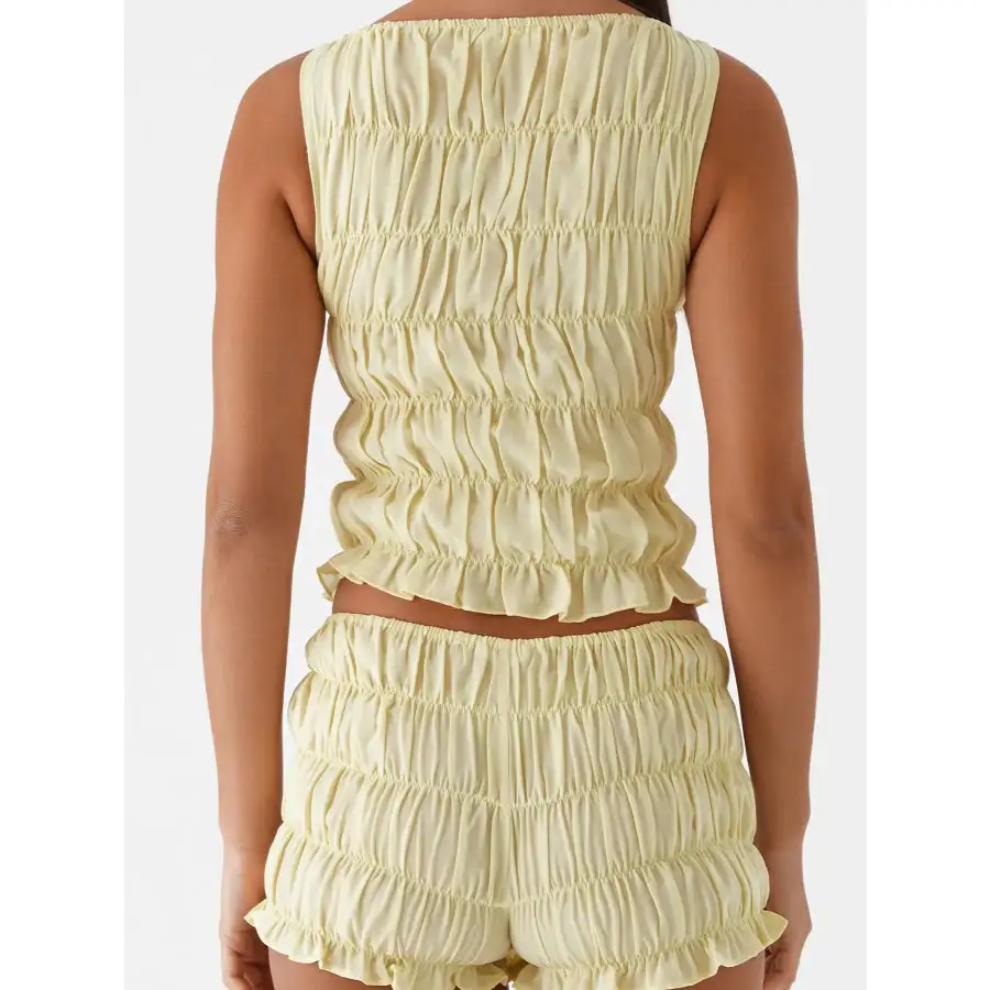 Ruched Texture Tank and Shorts Two Piece Set