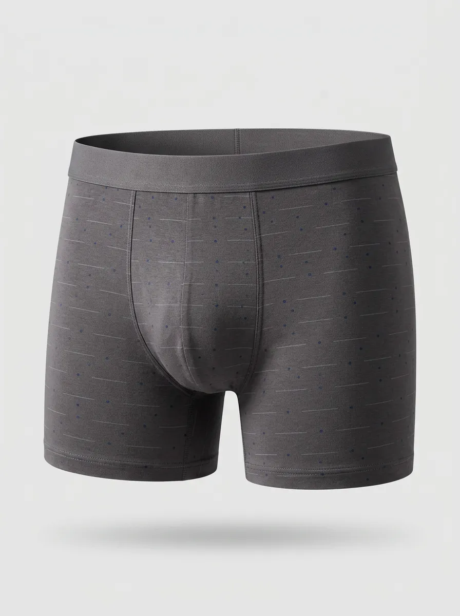 Men's Minimalist Grey Dotted Stripe Printed Boxer Briefs