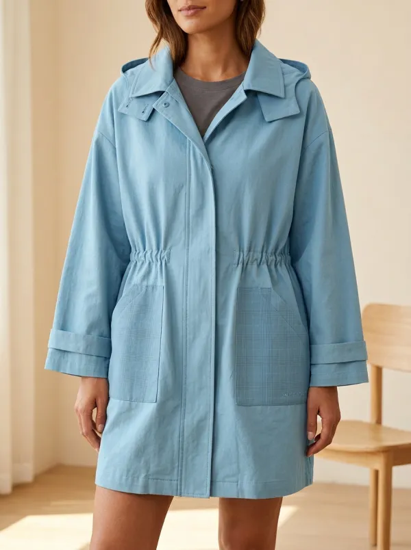 Casual Plaid Pocket Hooded Jacket