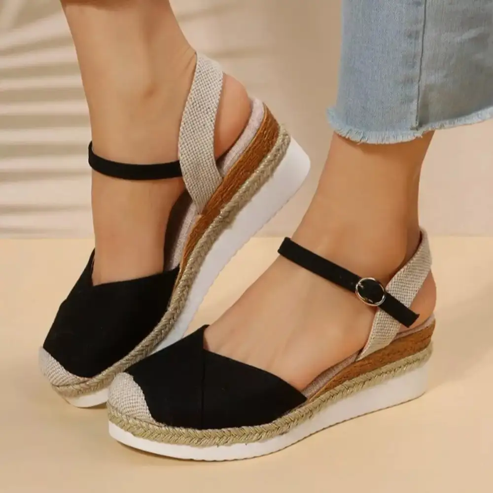 Color Block Wedge Sandals