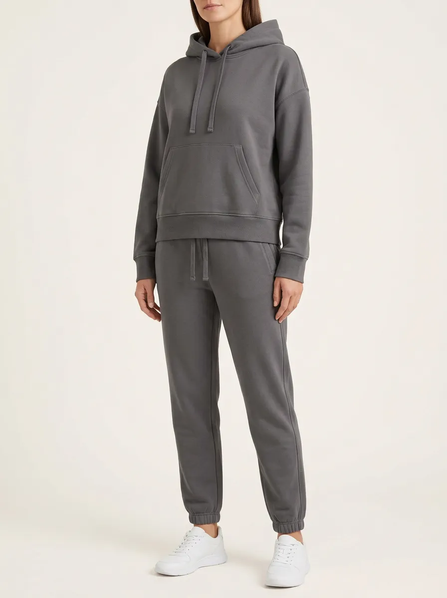 Women's Drawstring Hoodie and Tapered Jogger Set