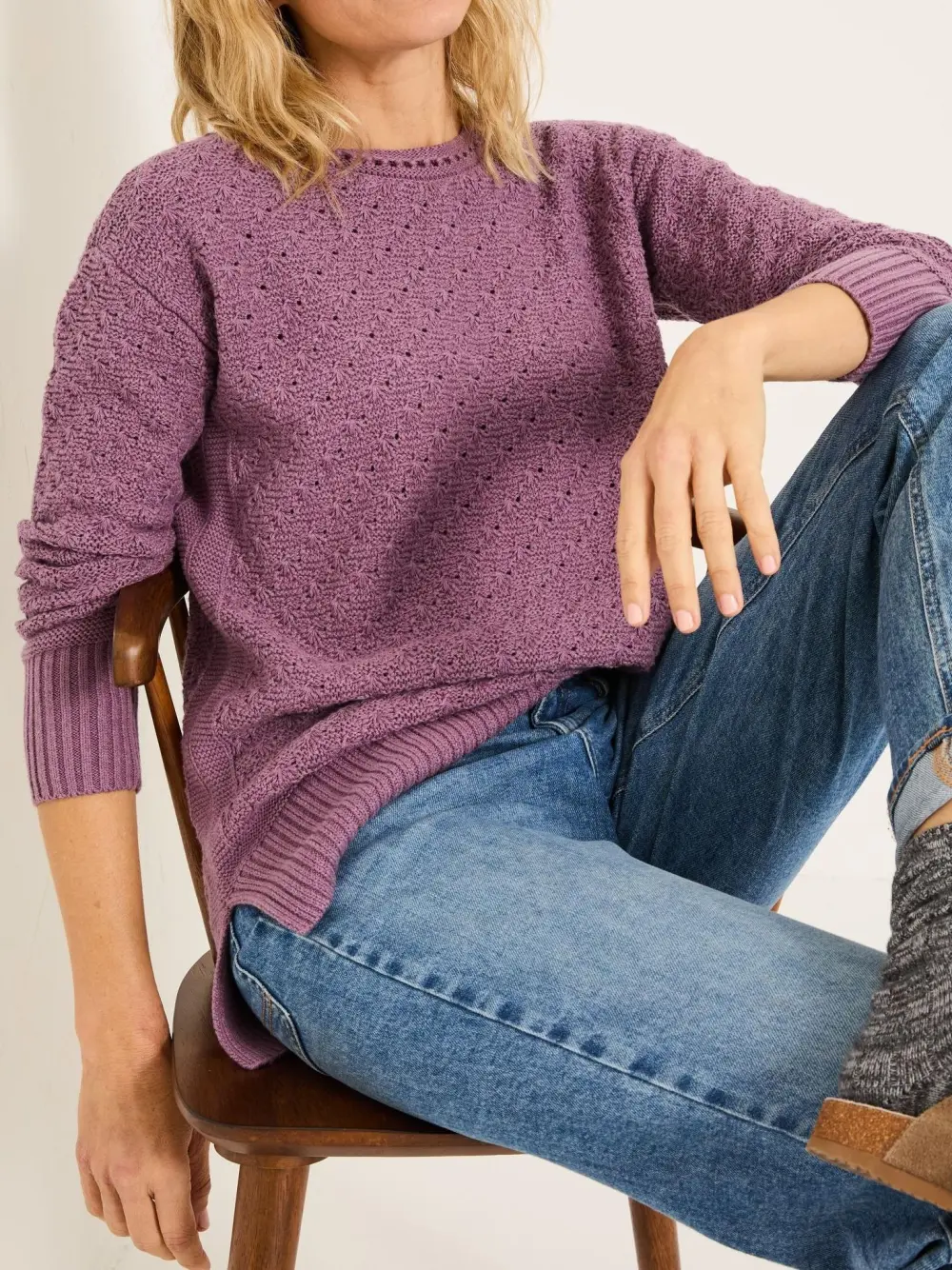 Purple Knitted 100% Cotton Sweaters