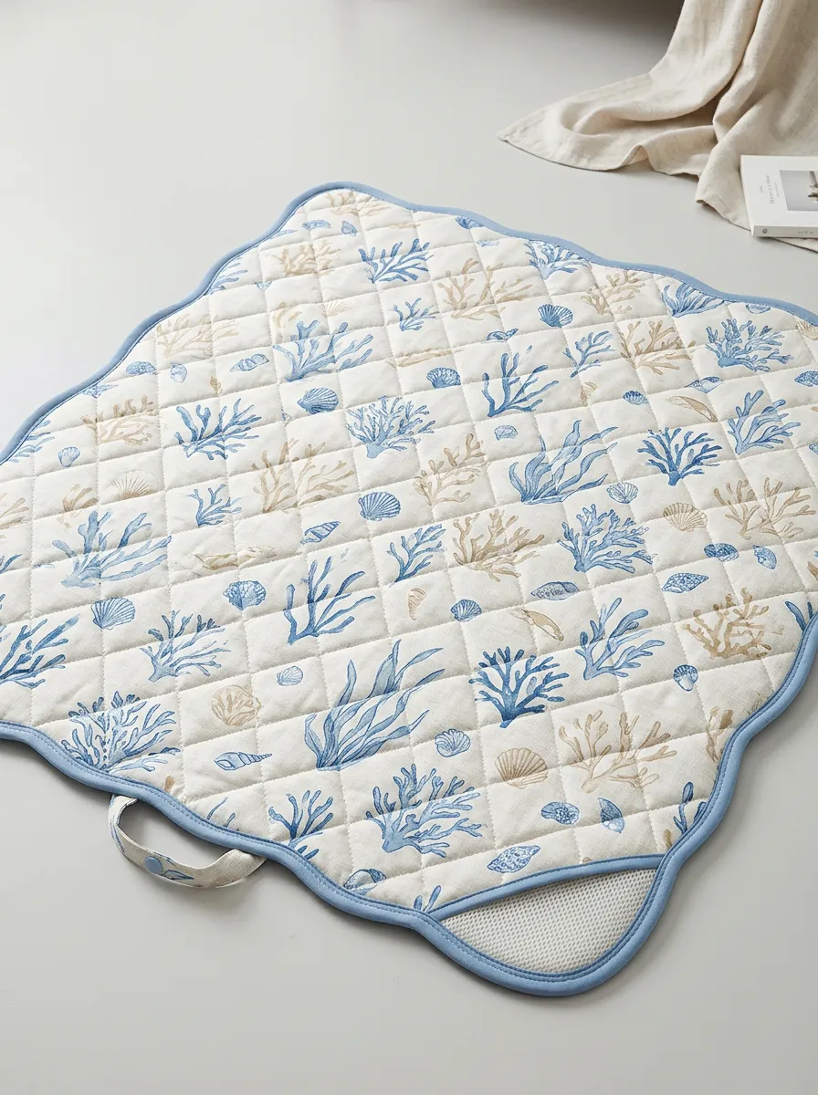 Ocean Coral Shells Print Cooling Mat