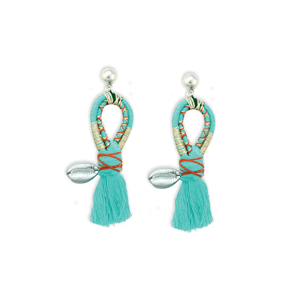 Woven Shell Charm Earrings
