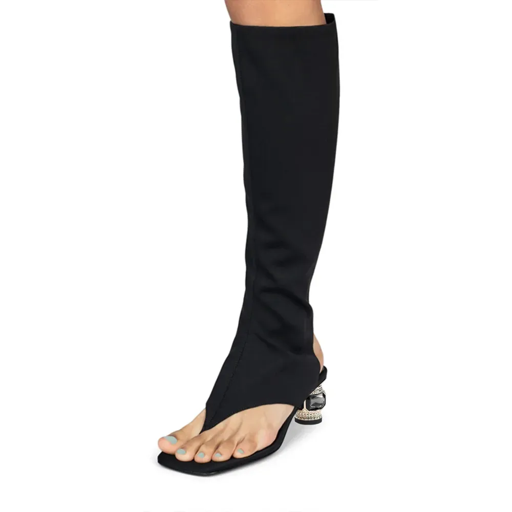 Open-Toe Platform Knee-High Boots