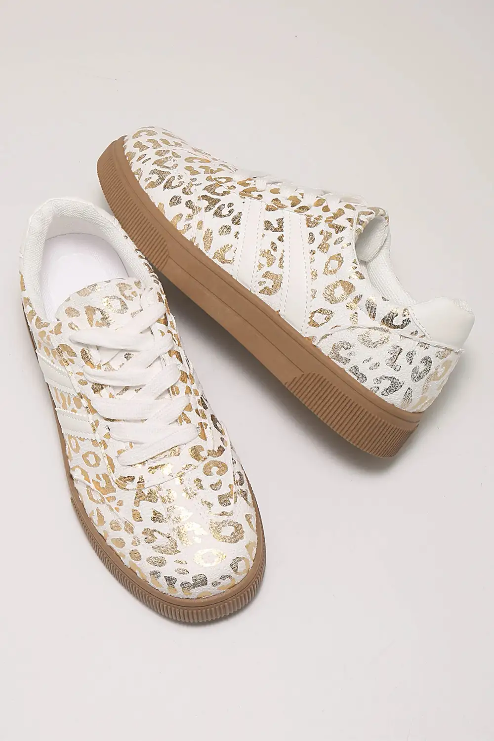 Leopard Metallic Accent Lace-Up Casual Sneakers