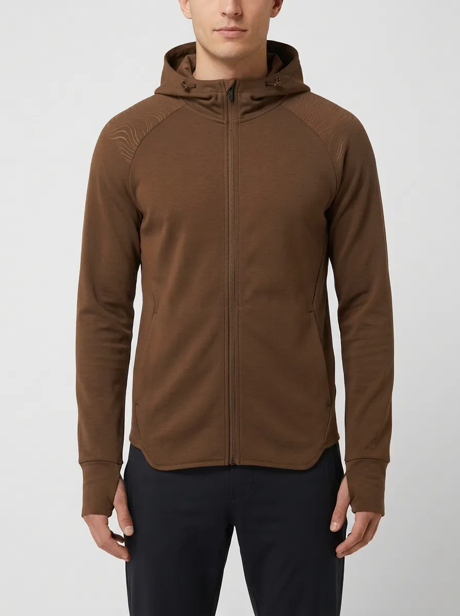 Men's Athletic Sporty Wave Pattern Graphic Raglan Full-Zip Hoodie