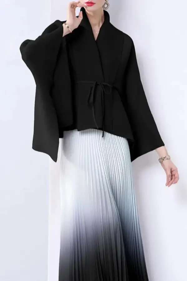 Elegant Pleated Skirt Two-Piece Set