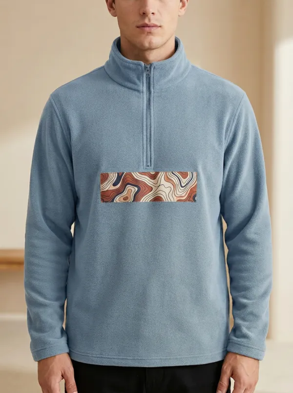 Half-Zip Fleece Topographic Men's Half-Zip Sweatshirt