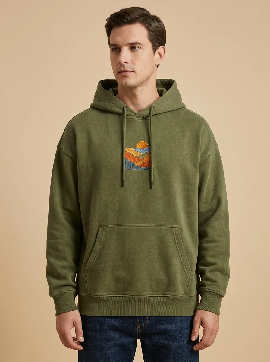 Men's Everyday Nature Lover Sunset Mountain Landscape Print Hoodie