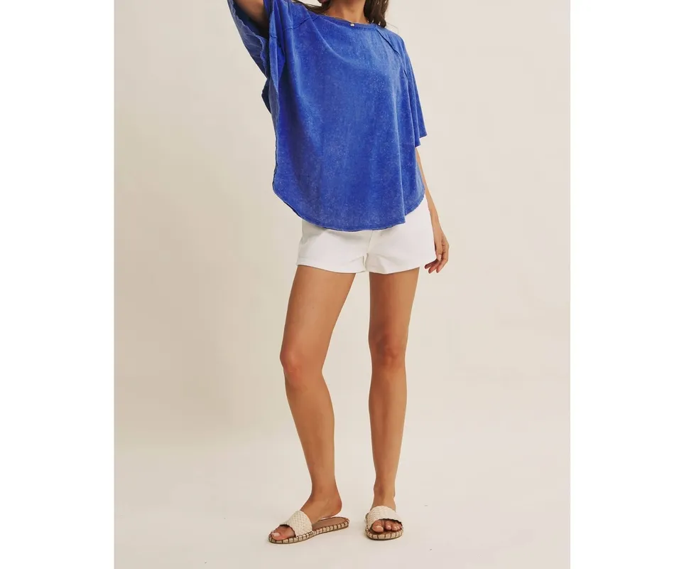 Mineral-Washed Draped Cotton Jersey Top