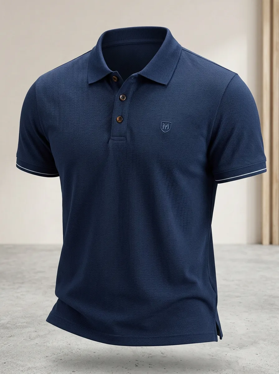 Shield-Detail Embroidered-Detail Men's Polo Shirt