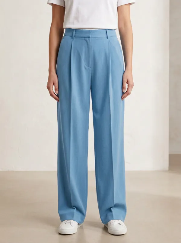 Classic Pleated High Rise Wide Leg Trousers