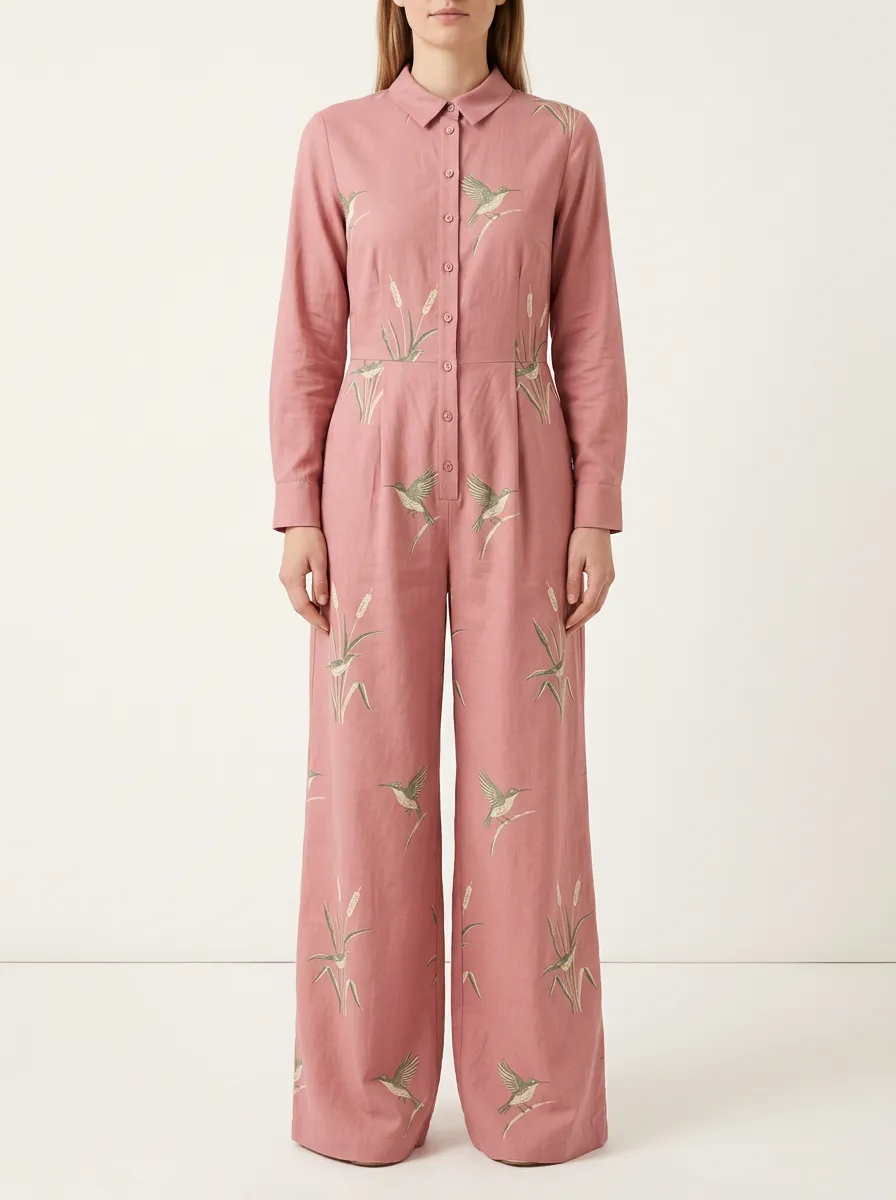 Women's Graphic Long-Sleeve Jumpsuit