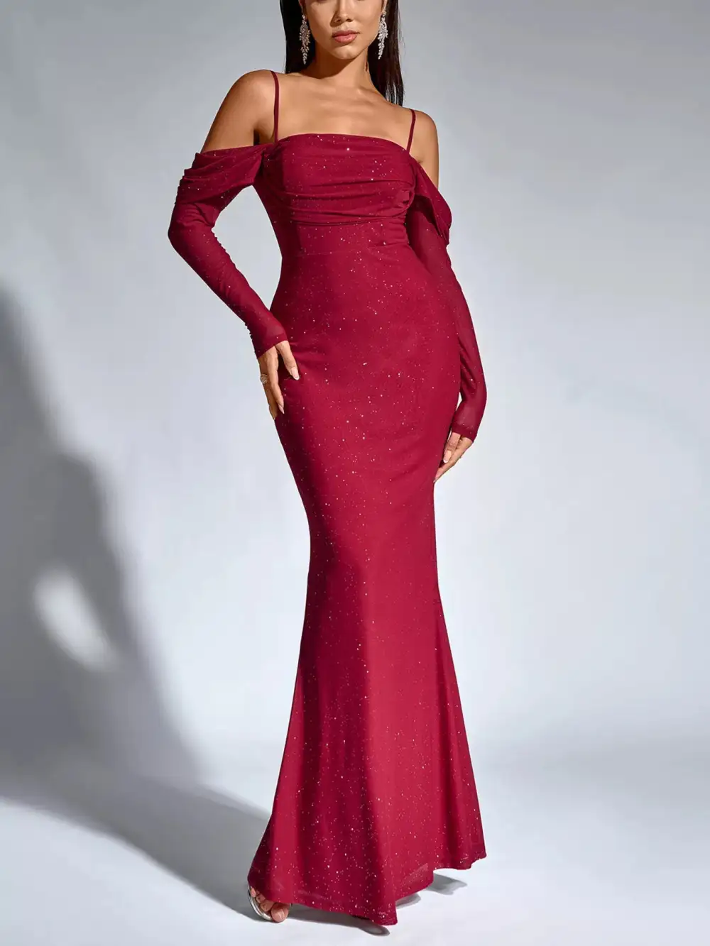 Smooth Finish Ruched Long Sleeve Maxi Dress