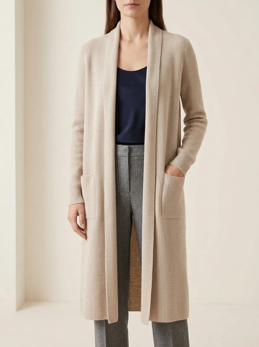 Women's Classic Ribbed Minimal Knit Cardigan