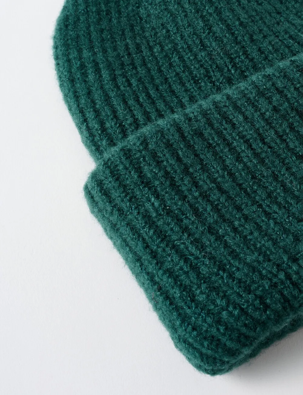 Warm Ribbed Pine Green Hat
