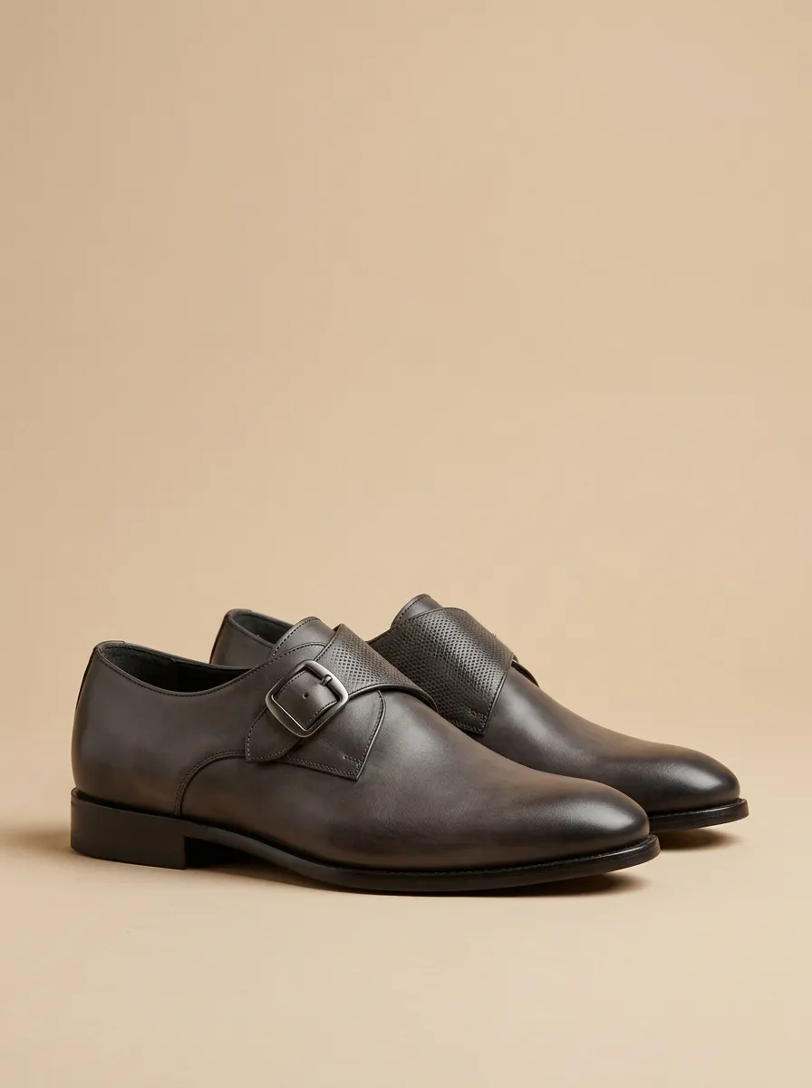 Men's Business Formal Perforated Leather Monk Strap Shoes