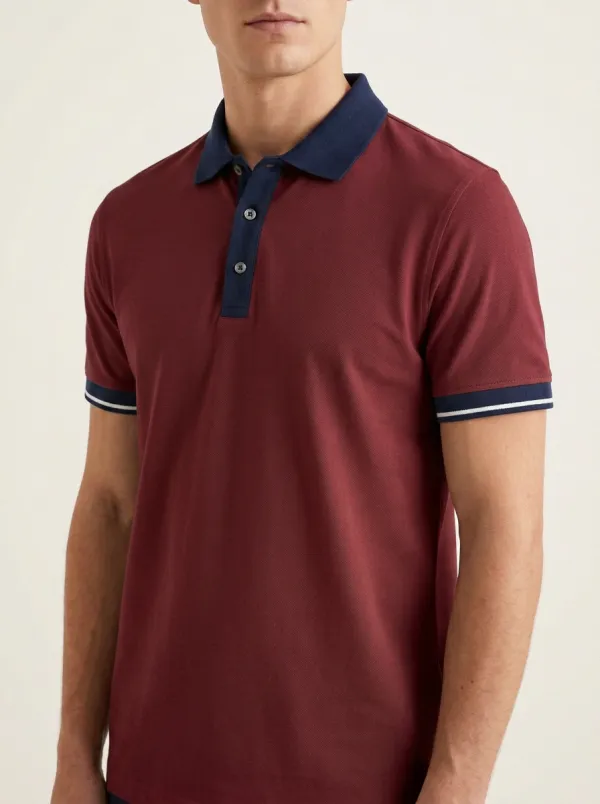Men's Classic Weekend Contrast Trim Printed Polo Shirt