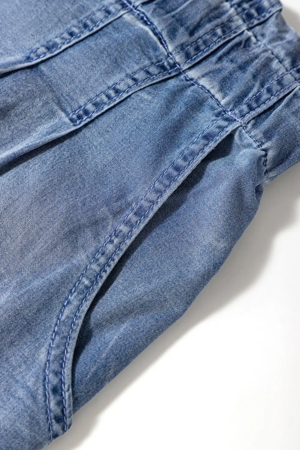 Dusk Blue Raw Hem Lace-Up High