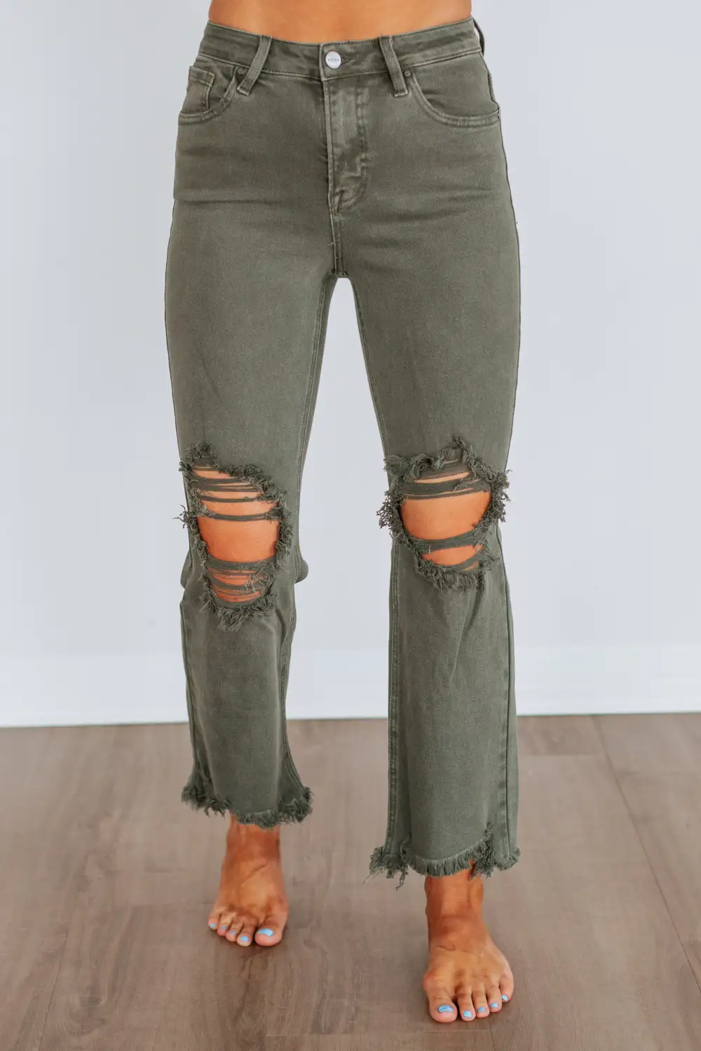 Women's High Rise Cropped Frayed Hem Jeans