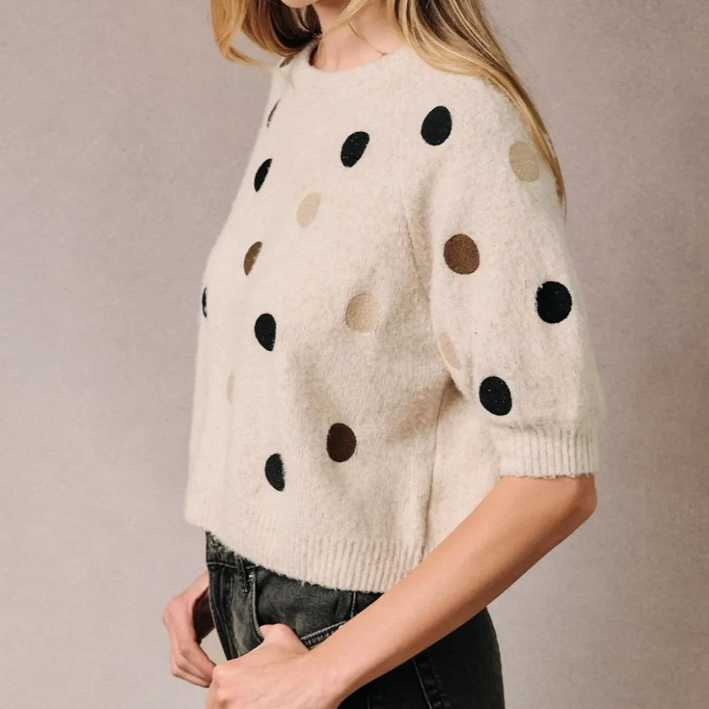 Half Sleeve Polka Dot Top
