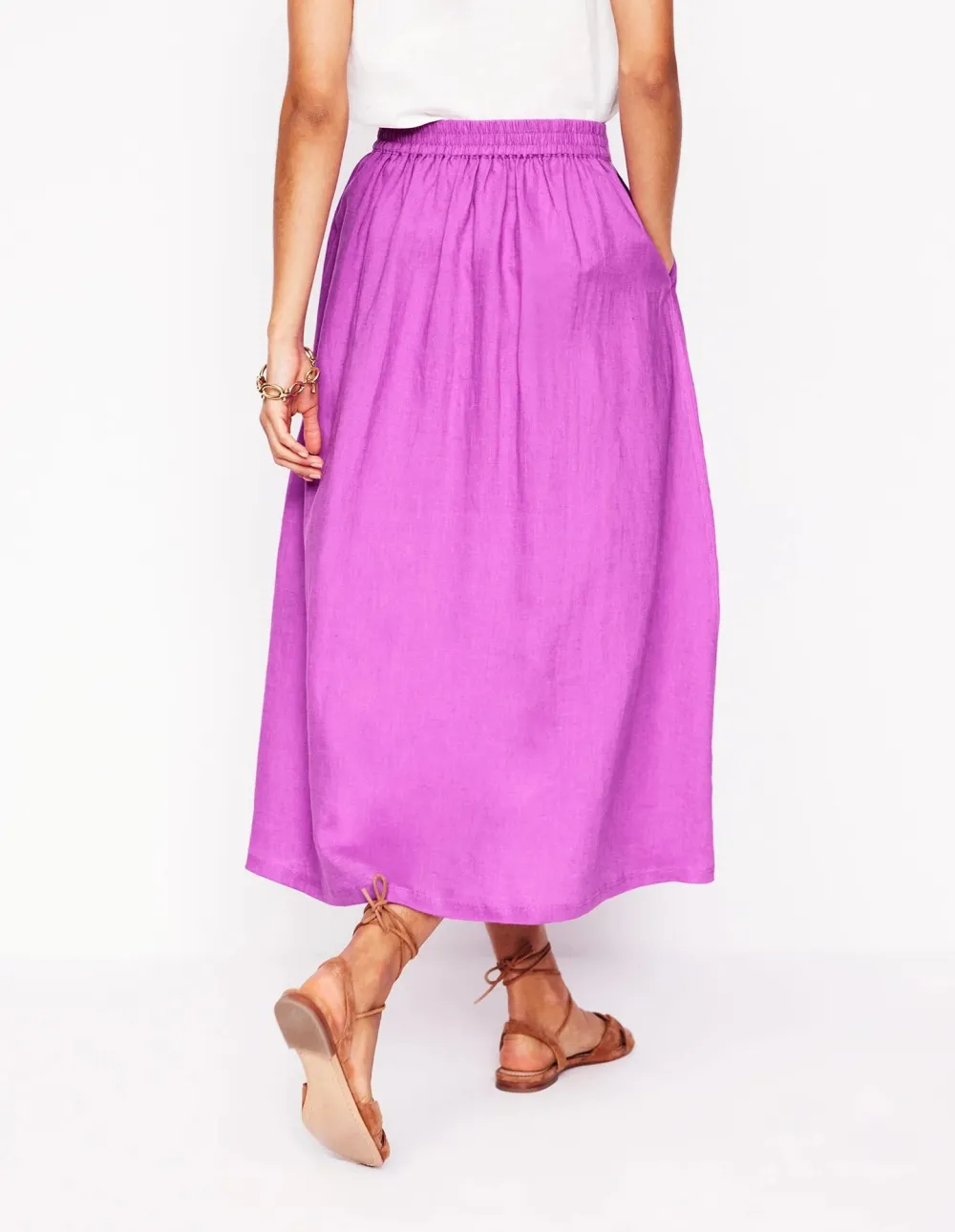 Verity Linen Midi Skirt -Foxglove Purple