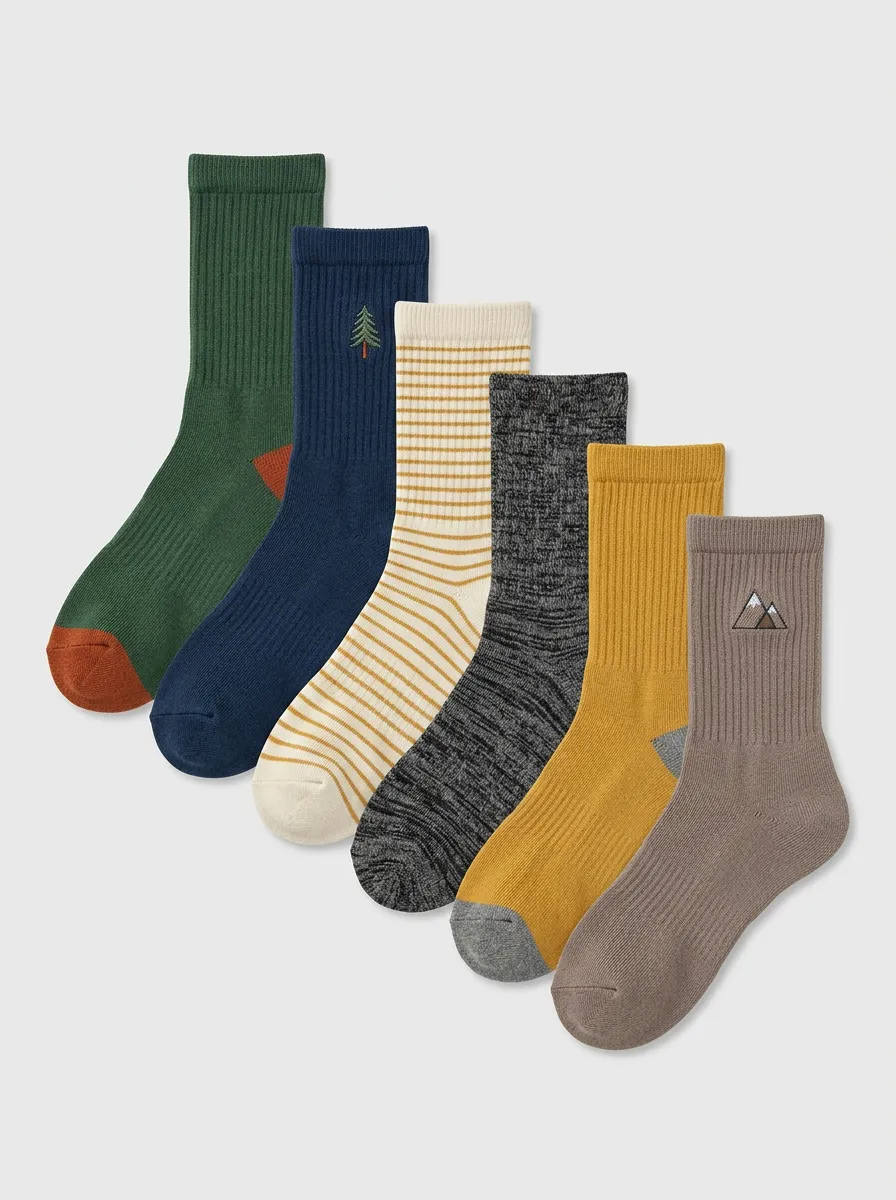 Outdoor Mountain Trail 6-Pair Standard Mid-Calf Socks