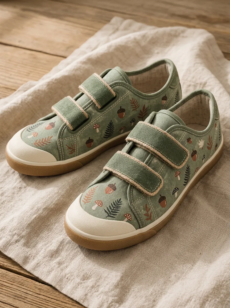 Women's Forest Nature Lover Mushroom Acorn Printed Canvas Shoes