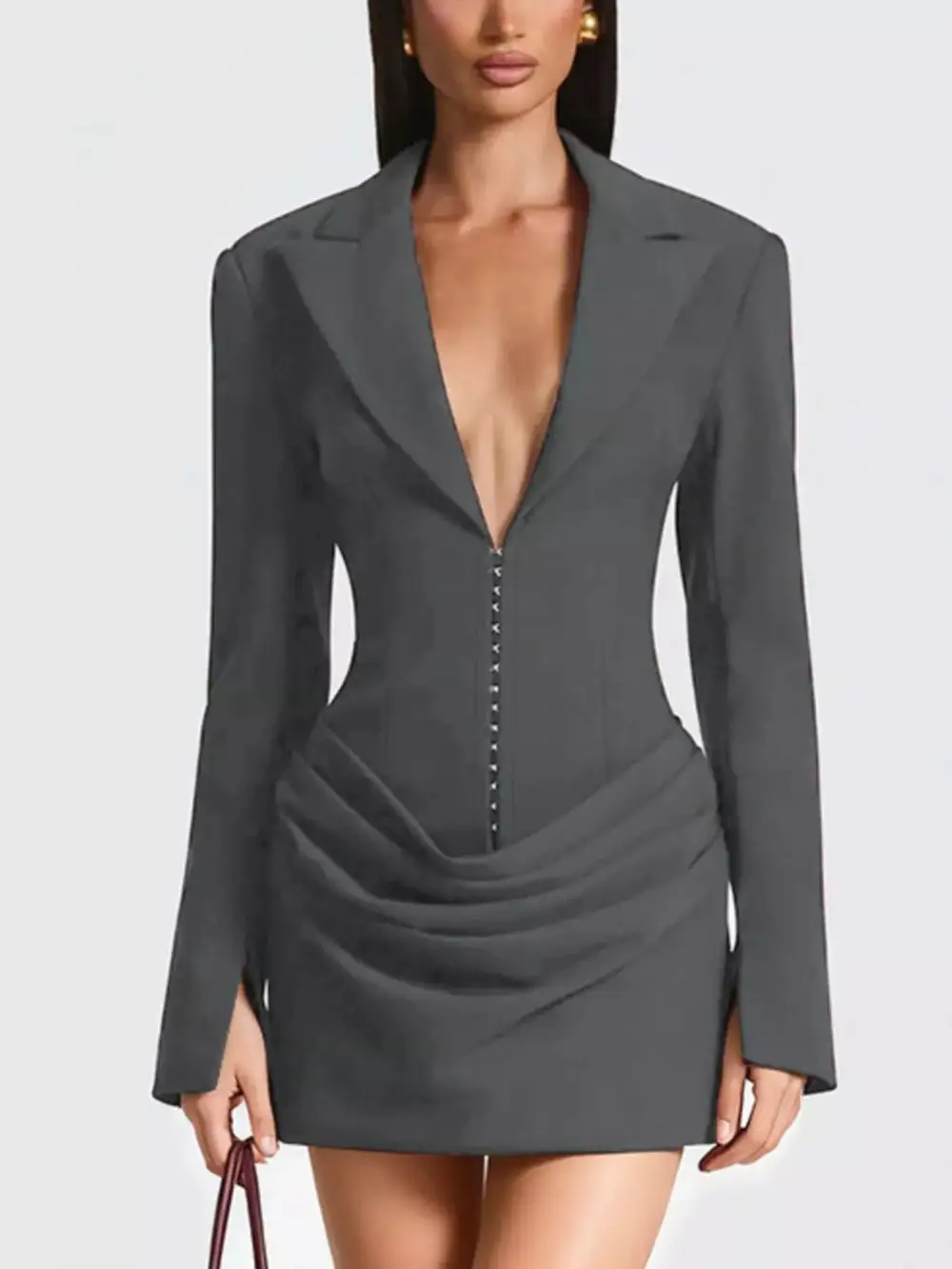 Full Size Blazer- Sleeve Mini Dress Plus Size