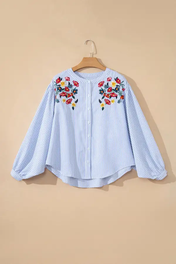 Women's Floral Print Striped Tunic Blouse