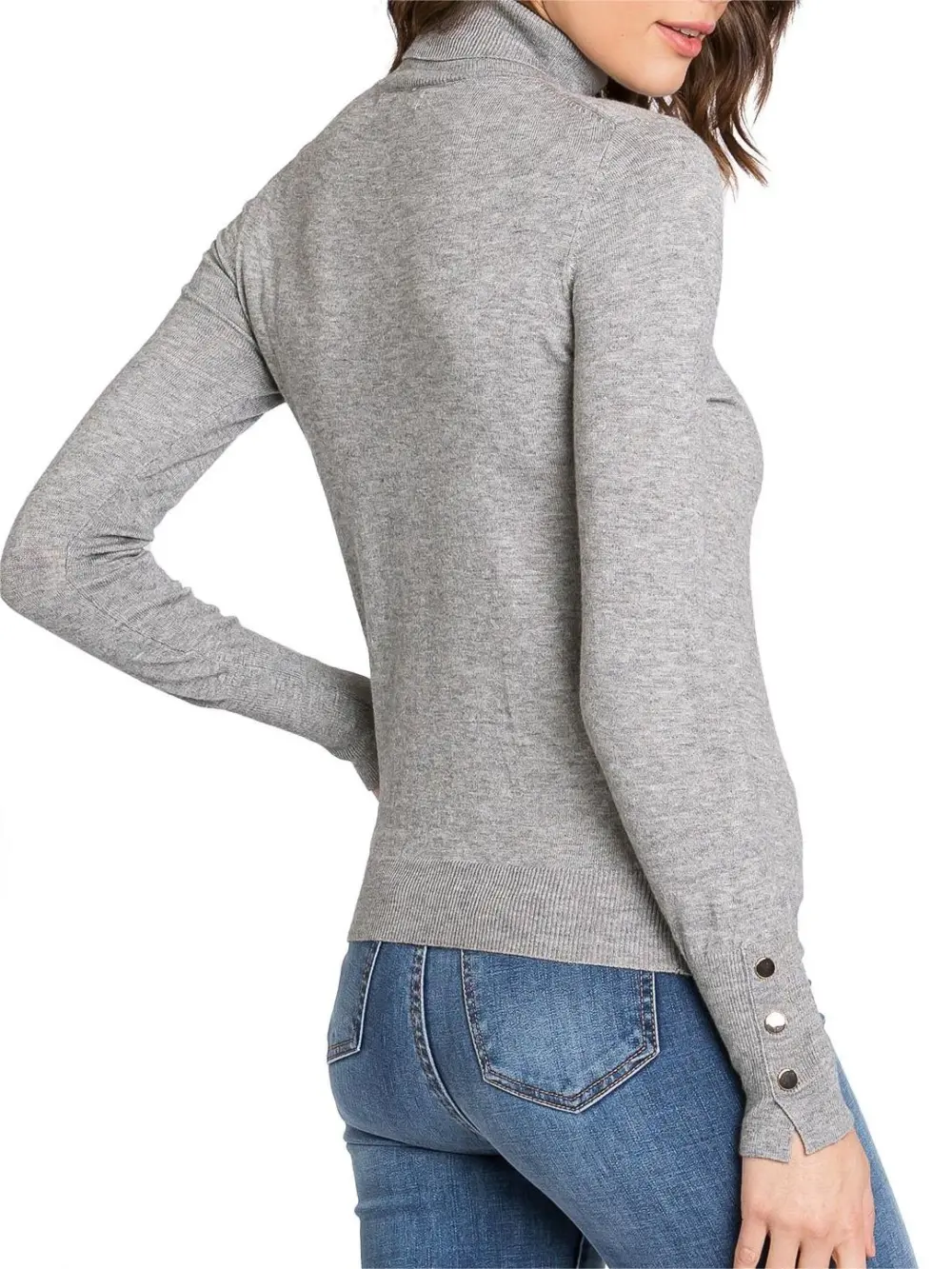 Decorative Button Turtleneck Top