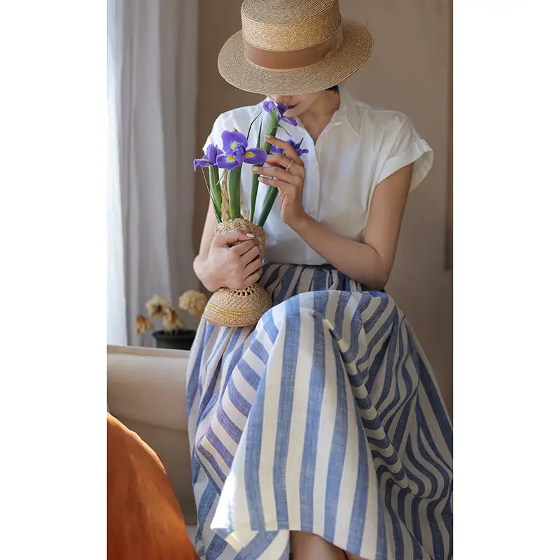 Striped Floral Skirt