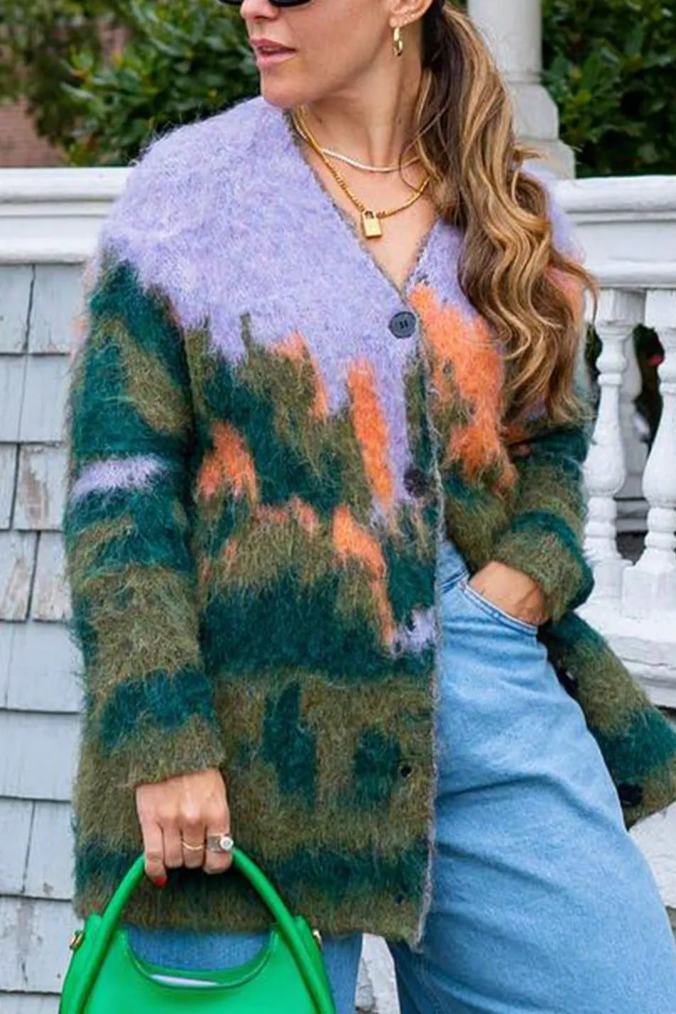 Knit Relaxed V-Neck Cardigan
