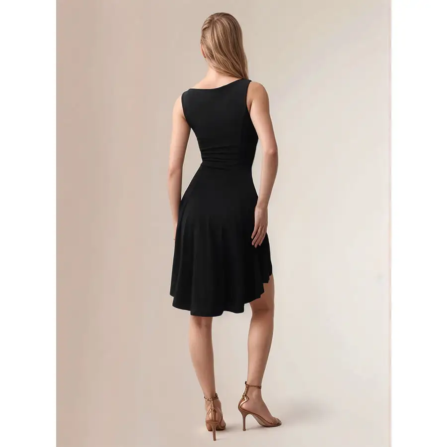 High-Low Round Neck Sleeveless Mini Dress