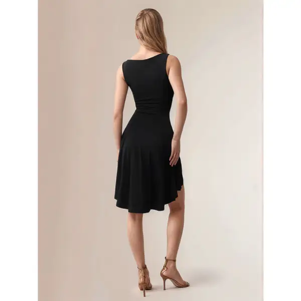 High-Low Round Neck Sleeveless Mini Dress