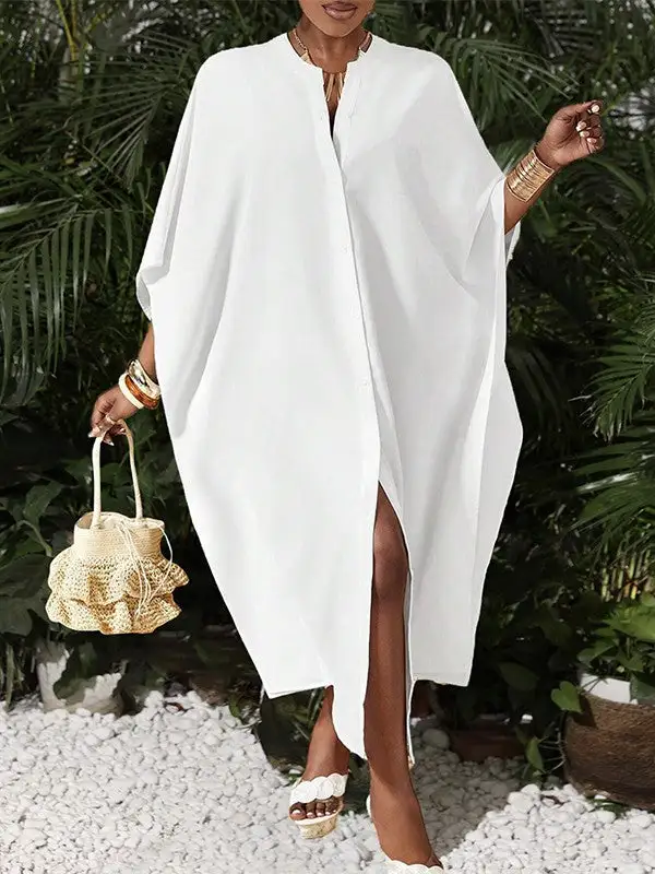 Sleeves Neck Maxi Dress